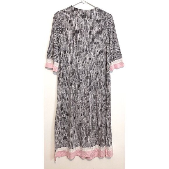 SIMPLY VERA VERA WANG 1/2 Sleeve "Maxi" Caftan Gray White Long Nightgown Pajamas - Picture 14 of 16